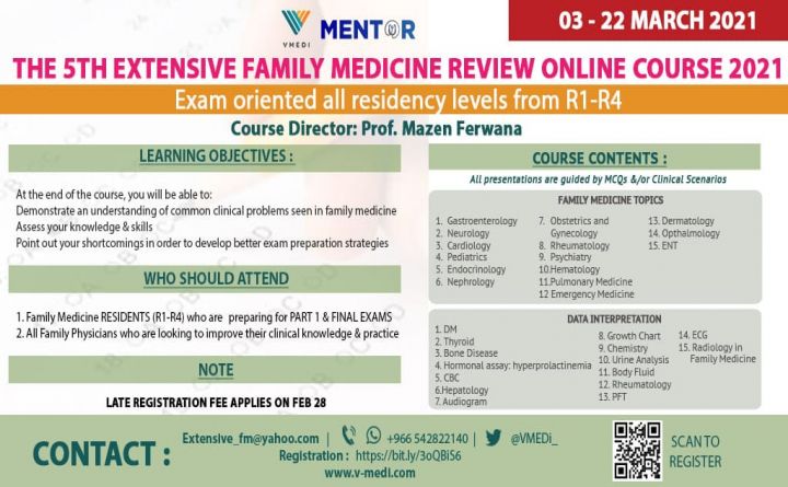 The 5th Extensive Family Medicine Review Online Course 2021